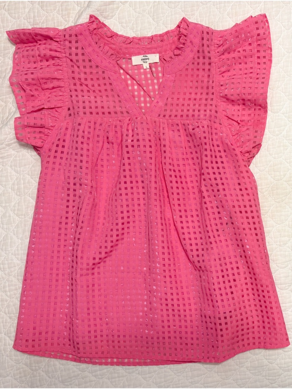 Entro Sheer Grid Top - Pink 💕